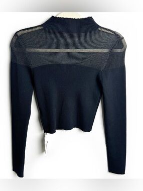 NWT Commense black long-sleeve sweater rib knit blouse black size: L